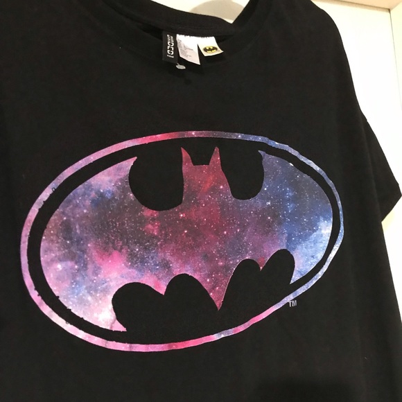 BATMAN H&M Pink Purple Logo DC Comics Tee Shirt L graphic t - Picture 2 of 5